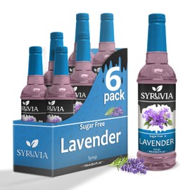 Sugar-Free Lavender Syrup by Syruvia 6-Pack, 25.4 fl oz, Wholesale Coffee Syrup Shops, Cafes, Baristas, Bistros, & Beverage Bars, Bulk Kosher & Gluten-Free