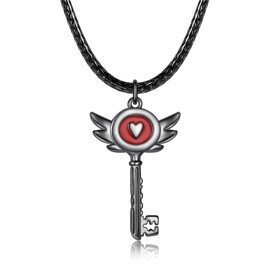 GAUEIOUR Alastor Key Necklace,Anime Character Love Key Accessory Necklace, Cute Girl Role-Playing Pendant Jewelry, Anime Themed Jewelry, Fan Jewelry Gift (Red)