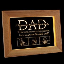 PRSTENLY Fathers Day Gift from Daughter Son, Bedside Lamp Gifts for Dad, Engraved Led Night Light with Rubber Wooden Frame, Anniversary Birthday Daddy Presents for Bedroom Living Room