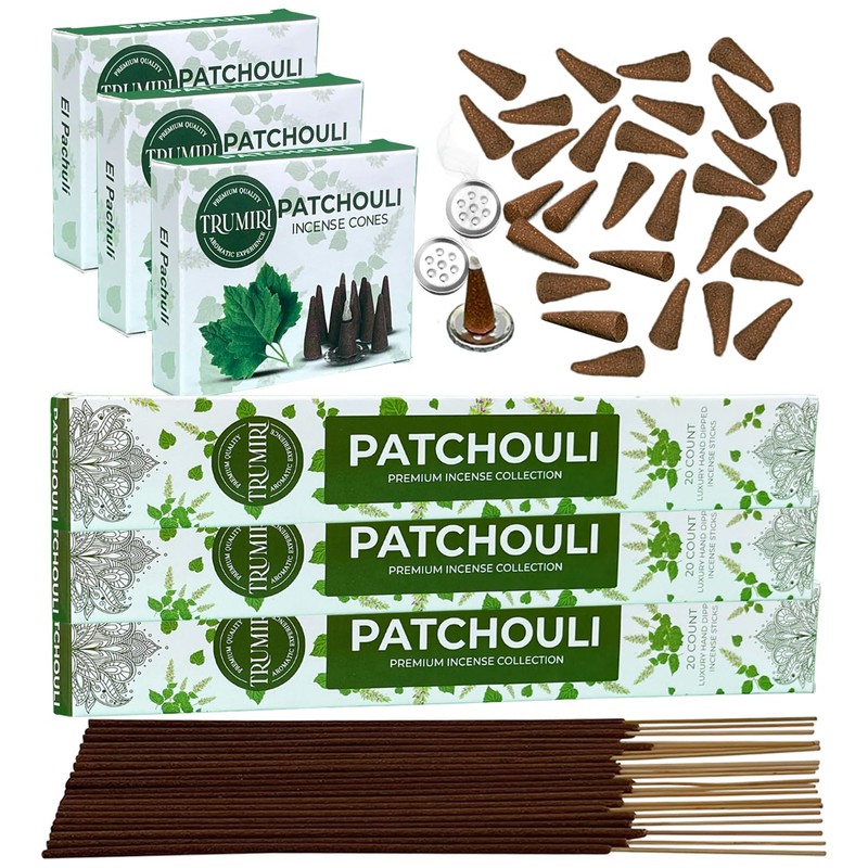 Patchouli Incense Sticks & Incense Cones Combo Pack - 60