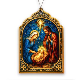 Nativity Mary and Baby Jesus Ornament – nativity ornament – religious gifts – christian decor – christmas ornament – Suncatcher effect stained glass window hanging – Car Hanging