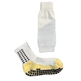 Non-Slip Athletic Socks with Grippers, White, Kids Soccer Training Socks, White, 4-8