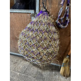 Dual Tone Spiral Haynet for Horse Durable Long Lasting Yard Feeding Bag Large (Purple/White)