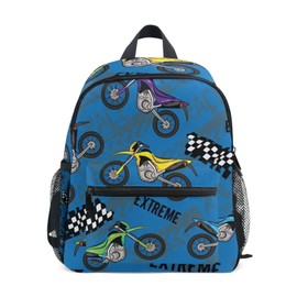 Mnsruu Colorful Motorcycle Toddler Backpack Preschool Rucksack Boys Girls Kids Kindergarten School Bag