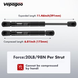 Vepagoo SX115P20 11 inch 20Lb Gas Strut Shock for Truck Tool Box Lid, Weatherguard Toolbox Lift Support Camper Topper Window Cadet Door Spring, 2pcs (1 Pair)