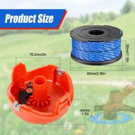 A6441 Trimmer Replacement Spool & A6442-XJ Cover, 1.6mm Spool Lines, Compatible with Black & Decker GL315, GL337, GL350, GL650, GL651, GL652, GL653, GL655, GL656 (6 Spools ols+1 Cover 11
