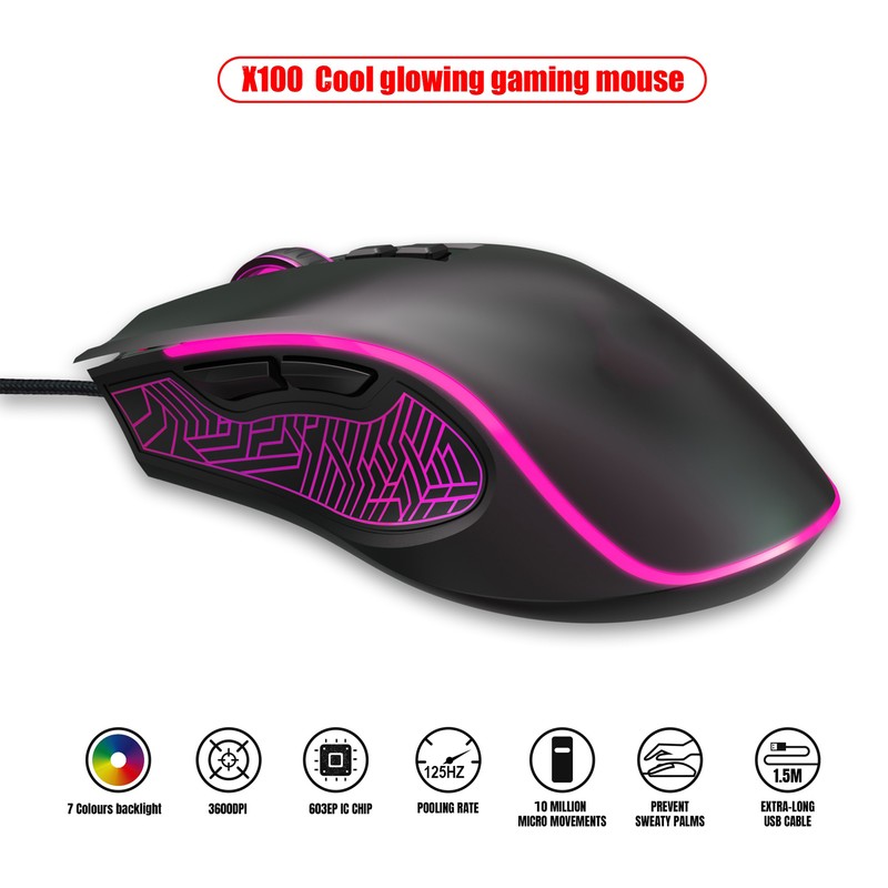 Gaming Mouse USB2.0 4 Adjustable DPI RGB Backlit Ergonomic Design
