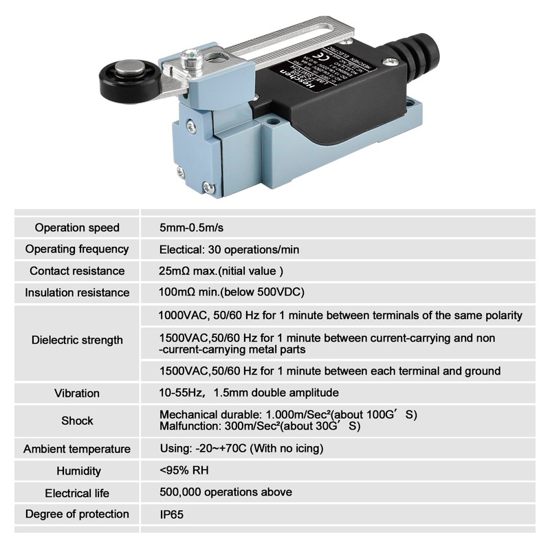 Heschen Limit Switch TZ-8108 Adjustable Roller Lever 10A 250VAC SPDT