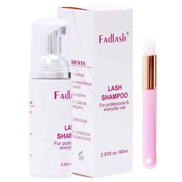 Lash Shampoo 60ml Eyelash Extension Cleanser with Brush Eyelash Foam