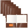 Better Office Products 2 Pocket Glossy Laminated Brown Paper Folders,