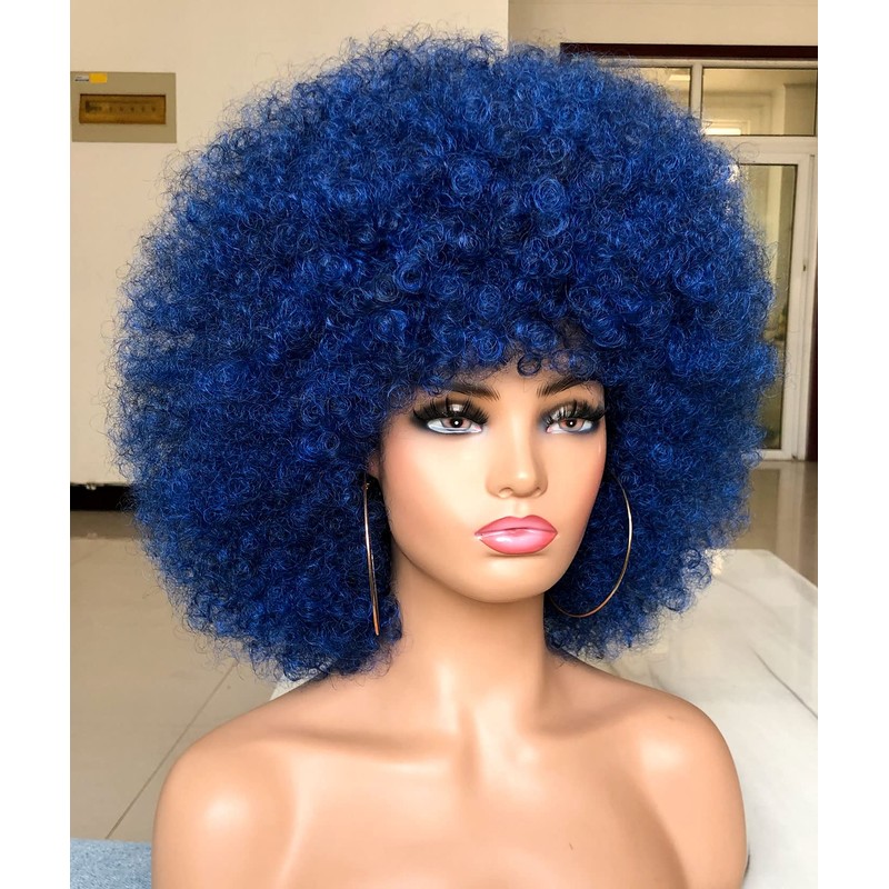 HIHOO Afro Wig Short with Bangs for Black Women Afro