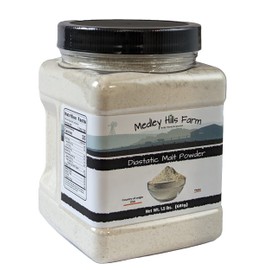 Diastatic Malt Powder by Medley hills farm 1.5 Lbs. in Reusable Container - Great Diastatic malt powder for baking Bread, Pizza Crust, Pretzels, Desserts and Milkshakes. Made in the USA - Vegan