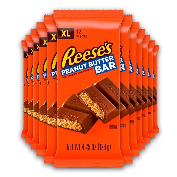 REESE'S Milk Chocolate filled with REESE'S Peanut Butter Extra Large Candy, Bulk, 4.25 oz Bars (12 Count)