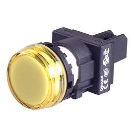 A20P-1BEQ3Y, 22mm LED Pilot lamp, Flush Type with Marking Plate, 12V AC/DC, Yellow Lens
