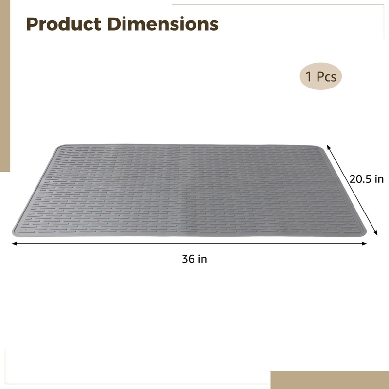 Extra Large Silicone Dish Drying Mat, 36 x 20.5 in