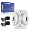 AutoShack Rear Drilled & Slotted Brake Rotors Ceramic Brake Pads