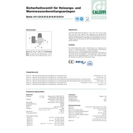 Caleffi Safety Relief Valve 1/2'' x 1/2'' Female Connections 3 Bar with Pressure Gauge 313430