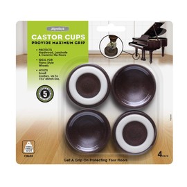 Slipstick CB605 Small Furniture Wheel Caster Cups/Floor Protectors with Non Skid Rubber Grip (Set of 4 Non Slip Furniture Cups) 1-3/4 Inch Round - Chocolate Brown