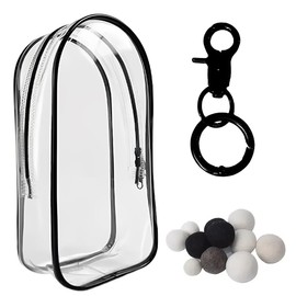 NHQZ Cotton Storage Bag for Dolls, Doll Case, Transparent Figures, Presentation Bags with Key Ring, Size: 10.5 x 5 x 19 cm, Waterproof and Dustproof (Black)