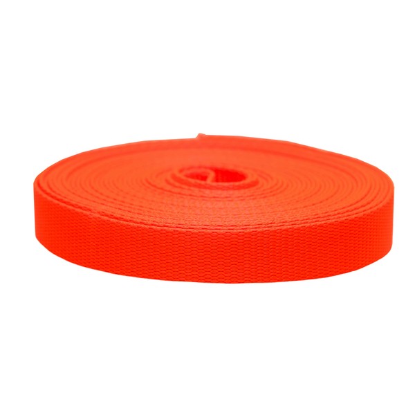 Strapworks Colored Flat Nylon Webbing - Strap For Arts And Crafts, Dog Leashes, Outdoor Activities - 1 Inch x 10 Yards, Hot Orange