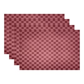Batmerry Vintage Checkered Placemats, Burgundy Mauve and Pink Checkered Pattern Design Decorative Woven Burlap Modern Placemats for Dining Table Kitchen Table Round Table Farmhouse Indoor Set of 4