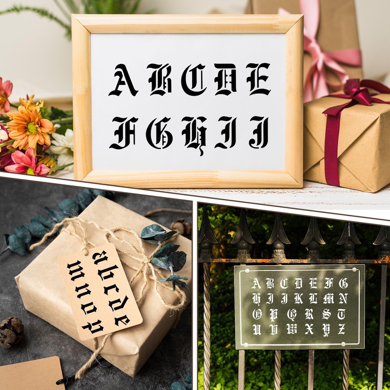 10 Pcs Gothic Old English Letter Stencils for Painting, 10