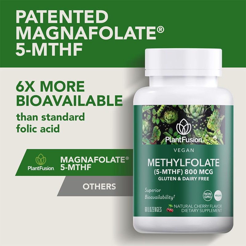 PlantFusion Vegan High Potency Methylfolate 5-MTHF – Fast Acting Sublingual