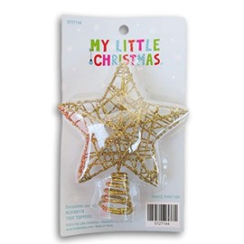 Gold Glitter Wire Star Mini Tree Topper - 5 Inch