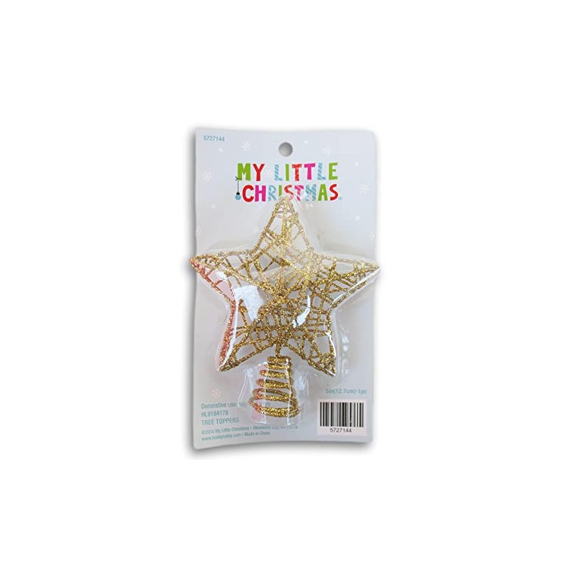 Gold Glitter Wire Star Mini Tree Topper - 5 Inch