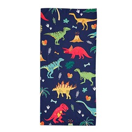 LIVILAN Thin Toddler Dinosaur Kids Boys Beach Towel Blanket, Soft Microfiber Absorbent Beach Pool Bath Towel for Kids, Lightweight Multipurpose for Travel Swimming Pool Bath Camping Picnic 24X48 Inch