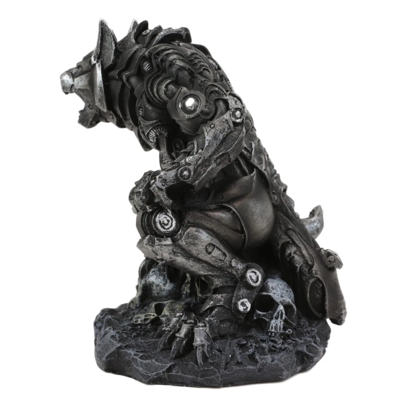 Ebros Gift Steampunk Robotic Werewolf Crushing Skull Statue Lycan Cyborg
