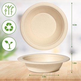 GREENESAGE Disposable Soup Bowls Soup Bowls 350 ml Made of Sugar Cane Disposable Tableware Disposable Salad Bowl Brown Disposable Soup Bowl Organic Round Soup Bowls Pack of 50