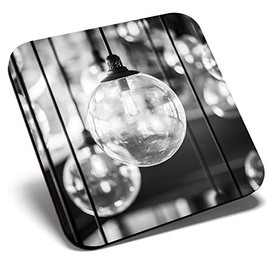 Great Single Coaster Square BW - Retro Bulbs Edison Bulb Interior |Glossy Quality Coasters | Tabletop Protection for Any Table Type #37071