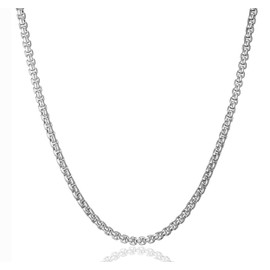 AFSTALR Men's Women's Stainless Steel Silver Chain Necklace Venetian Link Chain Link Necklace 2/2.5/3/4 mm 45/50/55/60/70 cm Box Chain for Men Jewellery Link Chain Silver/Gold/Black, Stainless Steel