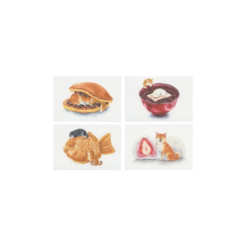 Natsuka Murata B12-PU-70 Postcard Shiba Dog and Snack [Dorayaki] Cute