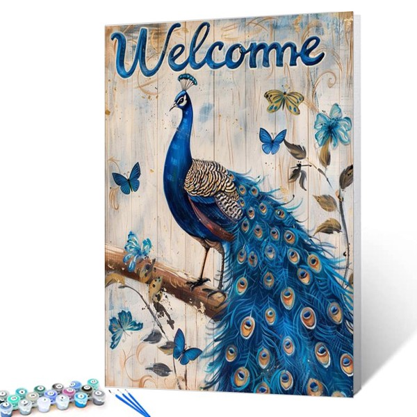Paint by Numbers Kits 16x20inch Canvas DIY Abstract Animal Blue