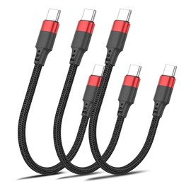 Cable USB C a USB C de 6 pulgadas, paquete de 3 cables cortos de carga rápida tipo C, cable USBC trenzado de 0.5 pies para iPhone 16/16 Pro/15/15 Pro,