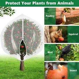 OZMI Large Bird Netting for Garden Blueberry Bushes Fruit Tree Netting Cover 8 x 8 FT, 2 Pack Plant Protection Mesh Bags with Zipper, Shrubs Bush Tomato Strawberry Berry Barrier Protectors Net