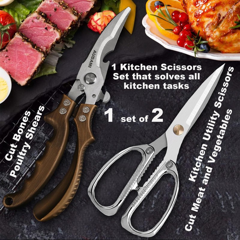 Kitchen scissors 2 Pack,Poultry Shears Heavy Duty Professional Stainless Steel