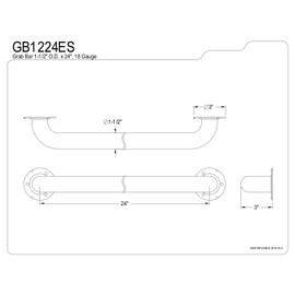 Kingston Brass GB1224ES Designer Trimscape Exposed Flange ADA 24-Inch Grab Bar with 1.5-Inch Outer Diameter, Stainless Steel