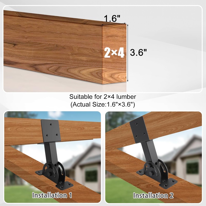 AXWHYS 3 Pcs 2"x 4" Roof Riser Brackets for Pergola(Actual