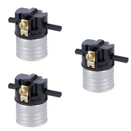 EFINEHOME 3 Pack Push Thru On/Off Lamp Socket, Medium Base E26 Socket Interior, Shell Incandescent Lampholder, U.L listed