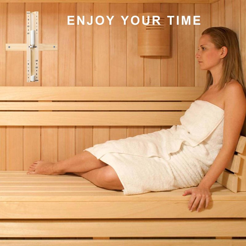 Sauna Sand Timer 15 Minute, Heat Resistant Wood Hourglass Sand