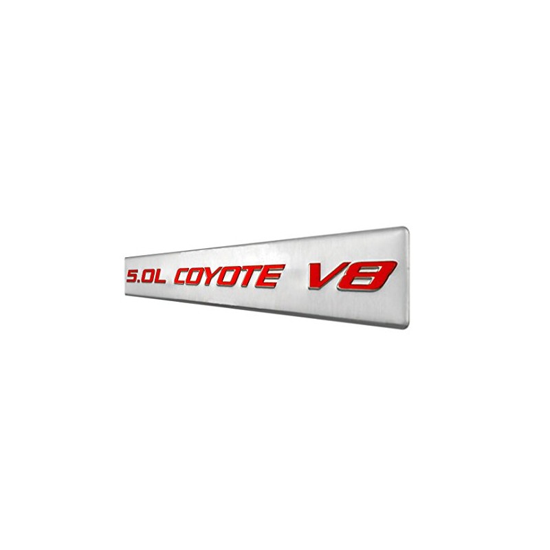 5.0L Coyote V8 RED on Silver Highly Polished Real Aluminum