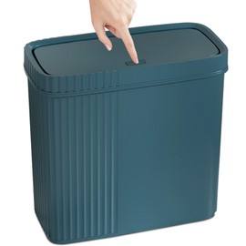 UUJOLY Small Bathroom Trash Can Wastebasket Plastic Garbage Can Container Basket Trash Bin for Kitchens Bathrooms, Laundry Room, Offices, Kids Rooms, Dorms, Bluish Green, 2.4 Gallon