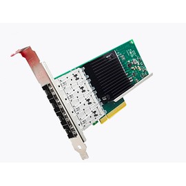 10Gb PCI-E NIC Network Card 10G Quad-Port SFP+ Ethernet Converged LAN Adapter CNA Compatible with Intel X710-DA4 PCI Express 3.0 x8/x16 Networking Server Support Windows/Linux/VMware