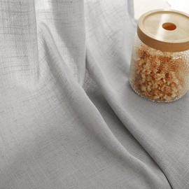 Linen Blend Grey Curtains for Living Room Back Tab Modern Farmhouse Semi Sheer Light Gray Curtains 84 inches Long 2 Panels Set Muted Neutral Cotton Texture Window Curtain for Dining Room Bedroom