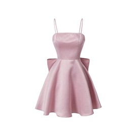 WDIRARA Women's Big Bow Back Homecoming Dresses Elegant Satin Spaghetti Strap Party Dresses Pink Medium