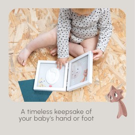 Tiny Love Simple Photo Frame, Baby Hand and Footprint Kit, Baby Photo Frame Clay Kit, Newborn Hand & Feet Print Keepsake, Dermatologically Tested, Newborn gifts, All-in-One Kit, Tiny Creations, White