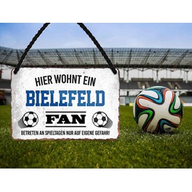 schilderkreis24 Tin Sign Funny Saying Decorative Item Sport Club Gift Idea Men Club Football Fan (Hier Lives a Bielefeld Fan 18 x 12 cm)